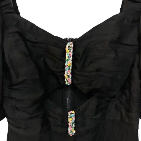 Sandro NWT Falbala Noir Embellished Midi Party Dress