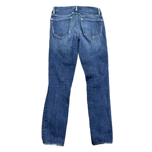 Frame Denim Le Skinny de Jeanne Ripped Jeans in Blue, Size 26