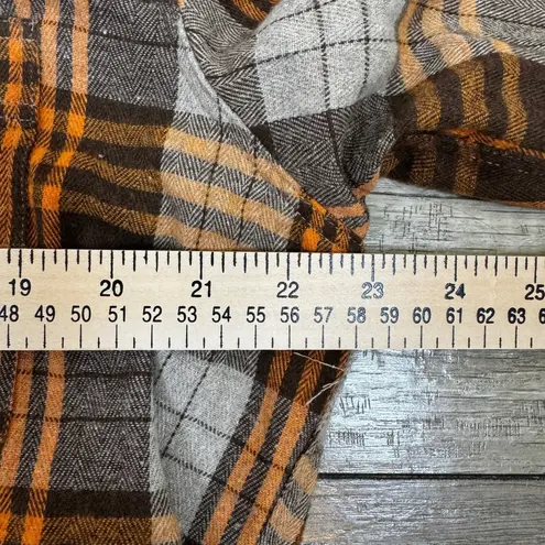 Italian Design Flannel Shirt Plaid Checkered Button Up Long Sleeve L Brown Size L