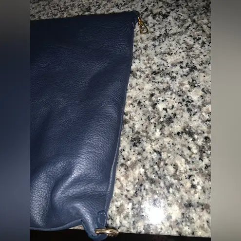 Rare Nora Lozza leather Italian quite luxury handbag navy tan boho classic $680 Blue