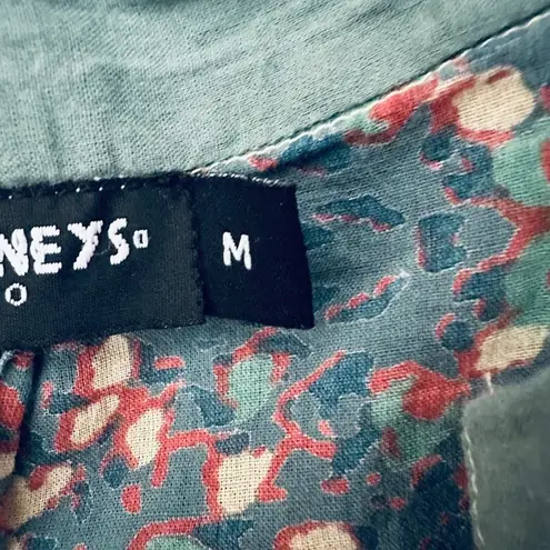 Little Journeys Chicago Womesn Artsy Tunic Top Button Front Medium Lightweight Green