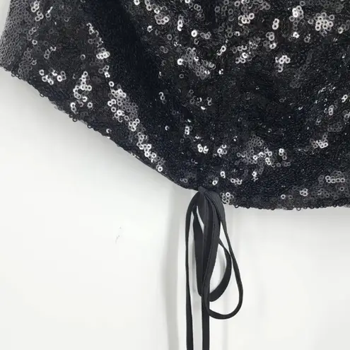 WAYF Emma Rose Top Women's Small Black Sequin Crop Sleeveless Blouse