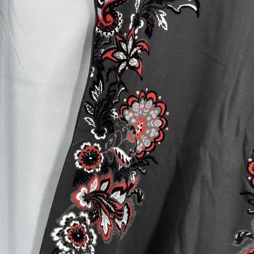 Desigual Black Shift Dress Sleeveless Paisley Velvet Embroidery US Medium New