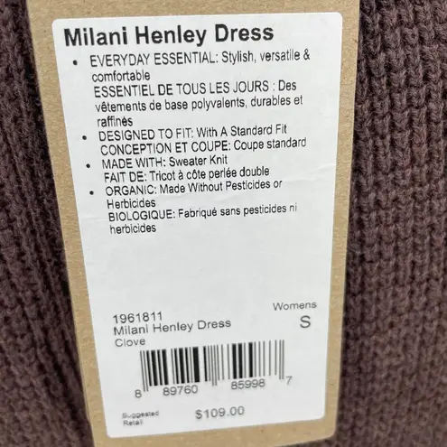 prAna NWT Milani Henley Sweater Knit Dress Clove Size Small Organic Cotton
