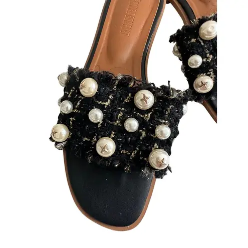 FRENCH COMFORT Black Pearl Boucle Slide Sandals Sz 38 / US 8 NEW NWOT
