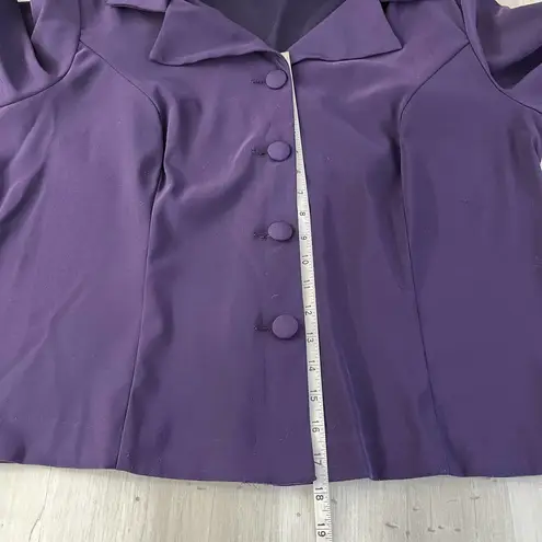 Dress Barn Vintage Y2K  Plus Size Purple Collared Button Down Bell Sleeve Blouse