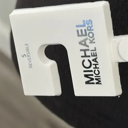 Michael Kors  Gray and Black Textured Reversible Belt with MK Buckle