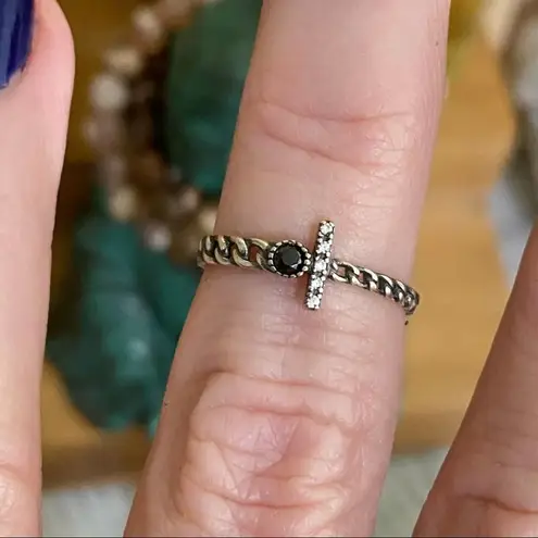 Chain Link CZ Adjustable Minimalist Ring Silver