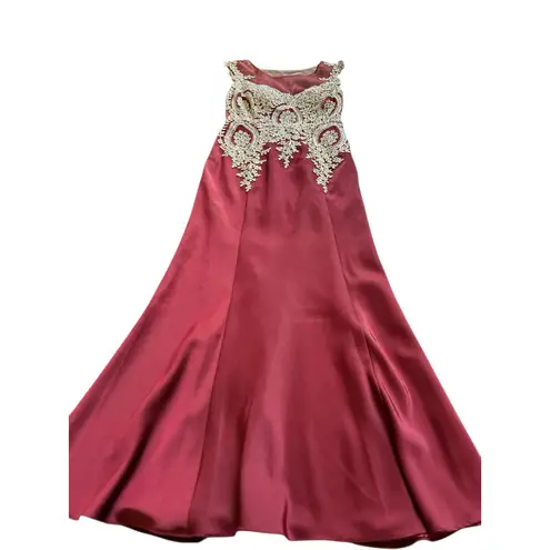 Amelia Couture Burgundy Beaded Evening Gown Formal Dress