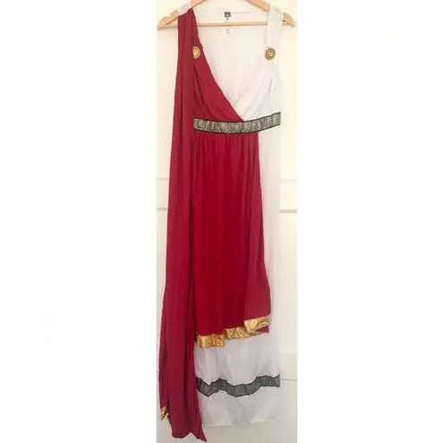 Roman Empress Women’s Greek Goddess Costume Toga Party Red White Gold Medium