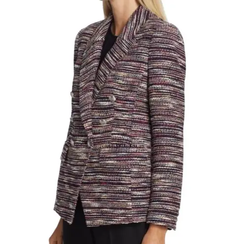 Elie Tahari Womens Blazer Size 10 Tweed Double Breasted Metallic Holiday Jacket