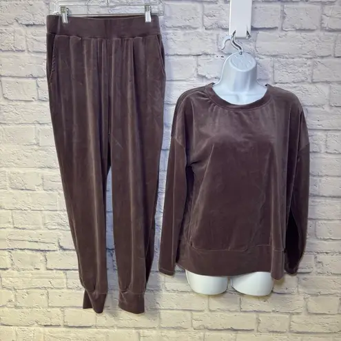 Cable & Gauge Sport Plush Velour Tracksuit Set Womens Medium Purple Top Pants