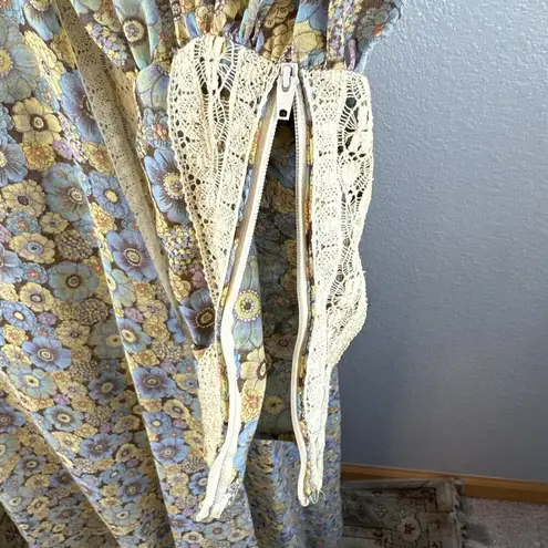 Gunne Sax Black Label Vintage Floral Cottage Prairie Dress Size 9 S Long Sleeve