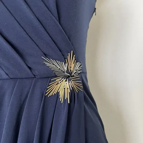 Max and Cleo embellished DRESS blue SIZE 4 One Shoulder fitted mini VINTAGE NEW