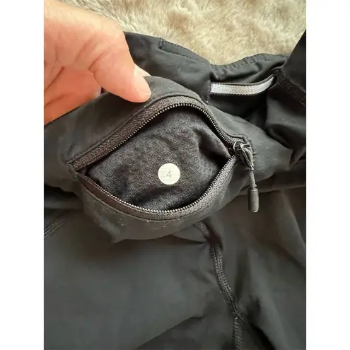 Lululemon Black Ruched Crop Leggings Mesh Criss