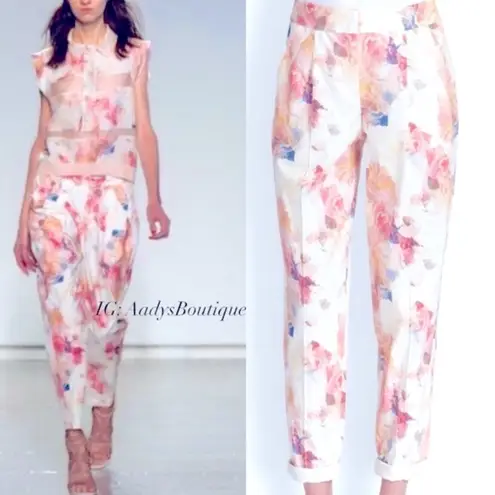 Rebecca Taylor High-Waist Pants Floral Ankle Size 8 NWT $295.00