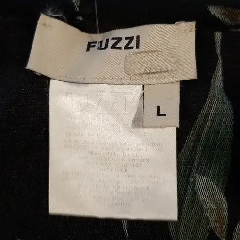 💕FUZZI💕 Navy Floral Sheath Dress 100% Viscose Crepe Large