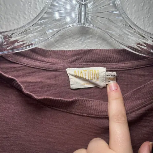 Nation Ltd Reeva long sleeve mauve top women's xs boho neutral fall casual