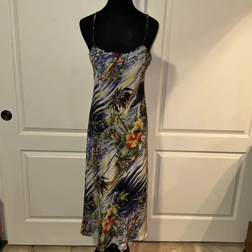 Avanti 90s VTG SILK HAWAIIAN FLORAL PRINT DRESS