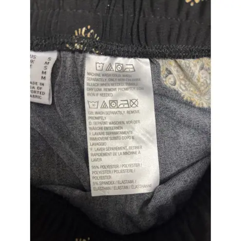 Susan Graver Black Abstract Shapes Side Stripe Pull-on Liquid Knit- Small (Tall)