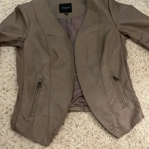 Dynamite taupe vegan leather jacket size small #96