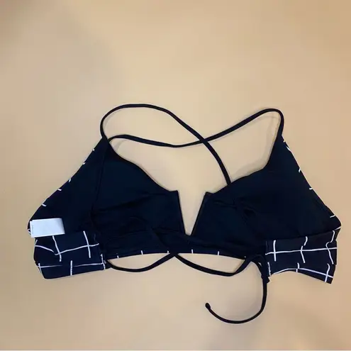 🛍️ Aqua Couture Black White Grid Gridlock V Wire Midkini Bikini Top Swim XL