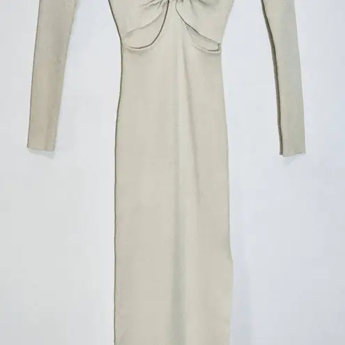 Lilly's Kloset Cream Ribbed Knit Bodycon Midi Dress NWT Size Medium