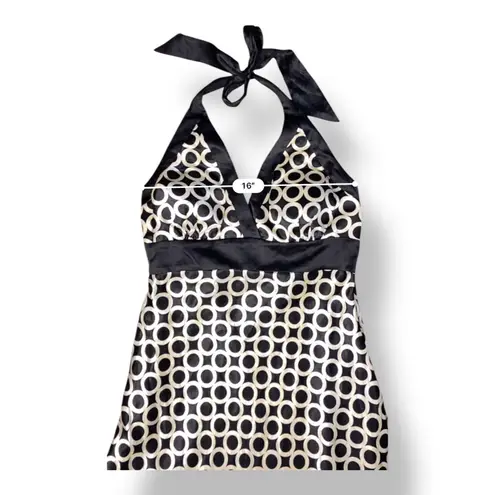 Issue New York Vintage Y2K Black White Silk Halter Party Dress Size 12
