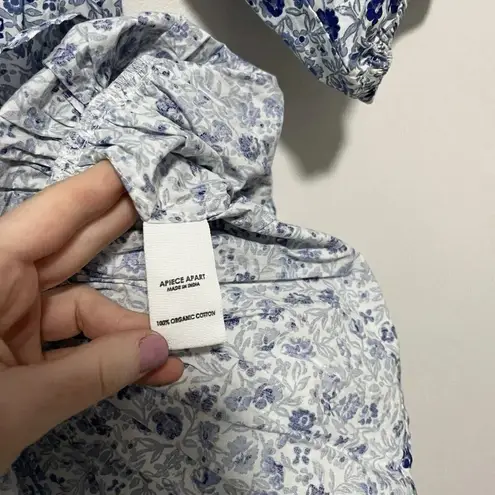 Apiece Apart Blue Mitte Floral Poplin Button Front Mini Dress Size XS