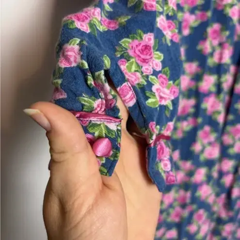 Pajamagram Blue Pink Rose Print Floral Nightgown Sleep Dress Purple Size M