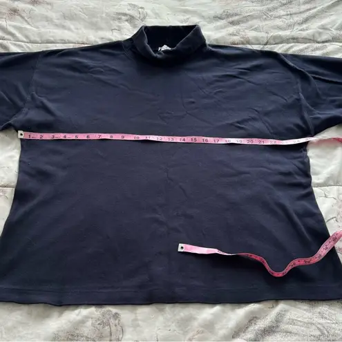 Tweeds navy 100% cotton minimalist contemporary casual turtleneck top, size XL Blue