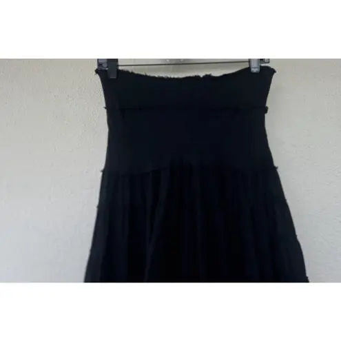 Tokyo Denim Bank Black Tiered Maxi Skirt Medium Goth Fairy Grunge Dark Romance