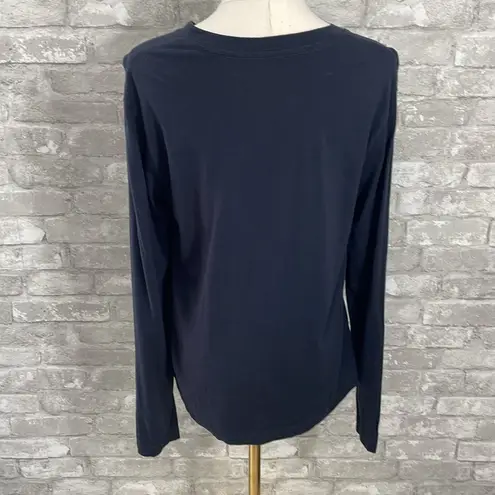 Brooklinen Navy Long Sleeve Court Henley Top Blue Size M