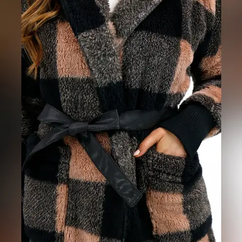 Fleece Tan/Black Buffalo Plaid Wrap Jacket | Buffalo Fleece Plaid Wrap Jacket Black Size XL