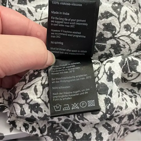 Masai Tunic Dress Floral Long Sleeve Semi Sheer Black White L Size L