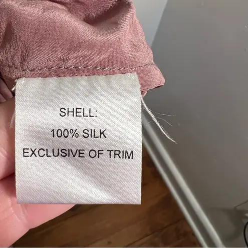 Beyond Vintage Silk Dress Sleeveless Mauve Pink Feather L Size L