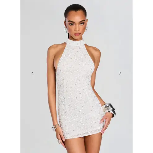 NEW Retrofete Olivia Sequin Mini Dress White Size Medium