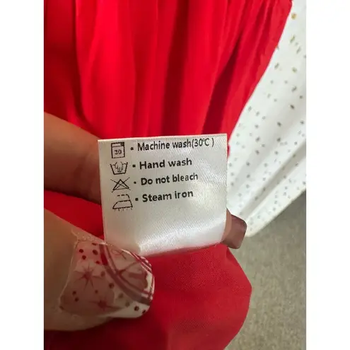 Zesica NWT Smocked Self Tie Straps Ruffle Trim Tiered Swing Mini Dress S Red