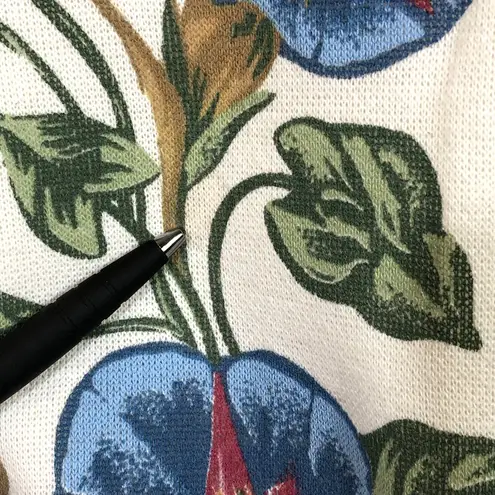 Blair Retro White Sweatshirt Morning Glories Vintage Graphic Print Floral Large