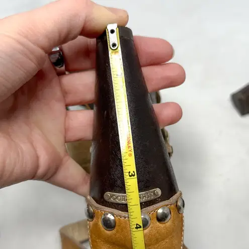 Jimmy Choo Chunky Platform Block Heel Studded O Ring Suede Leather Sandal Heels