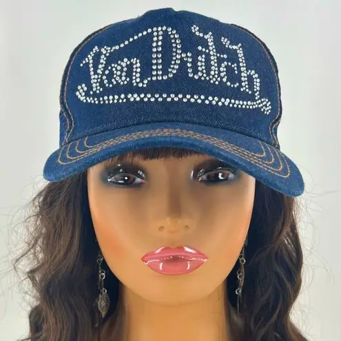 Von Dutch NWT Denim Rhinestone Cap