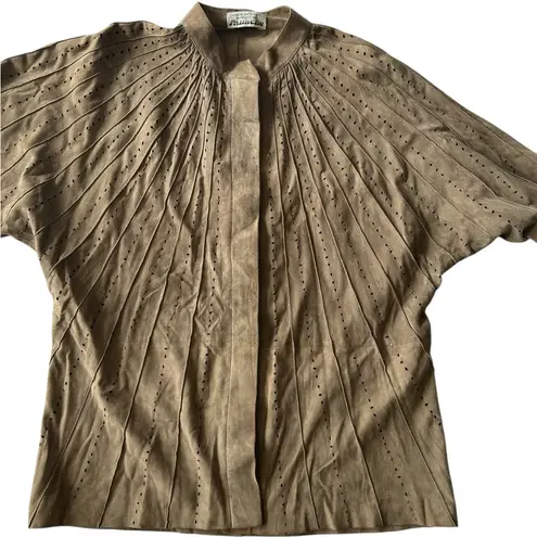 Vintage Western Italian Genuine Lamb Skin Leather Blouse Button