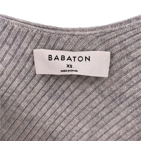 Babaton Aritzia Kitano Grey Ribbed Wool Blend Cross Back Sweater Size XS
