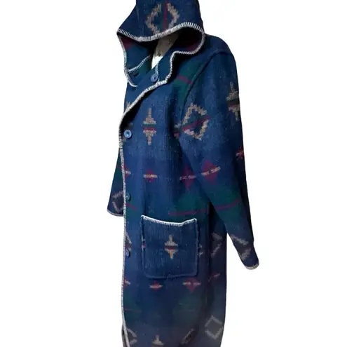 Woolrich Reversible Wool Hooded Southwestern Vintage Blanket Coat One Size