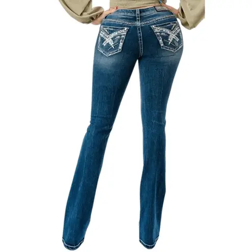 GRACE IN LA Jrs 11 Jeans Low Rise Straight Leg Denim Stretch Grunge Festival