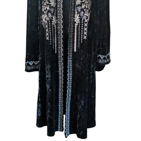 Andree by Unit Andrée by UNIT Velvet Duster Kimono 2X Embroidered Boho Witchy Whimsigoth Black