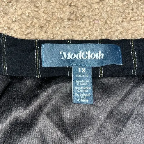 Modcloth  Flutter-ly Perfect Gauze Wrap Maxi Dress Black Lurex Metallic 1X‎