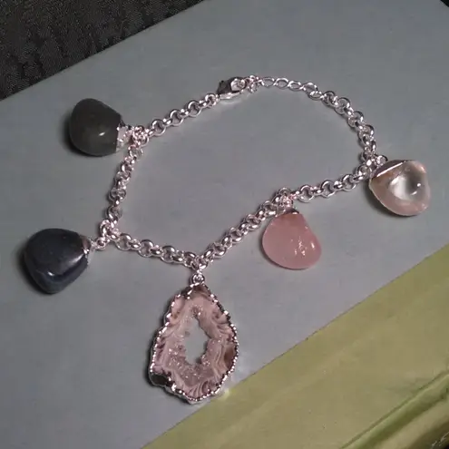 Crazy Lace Agate Brass Bracelet