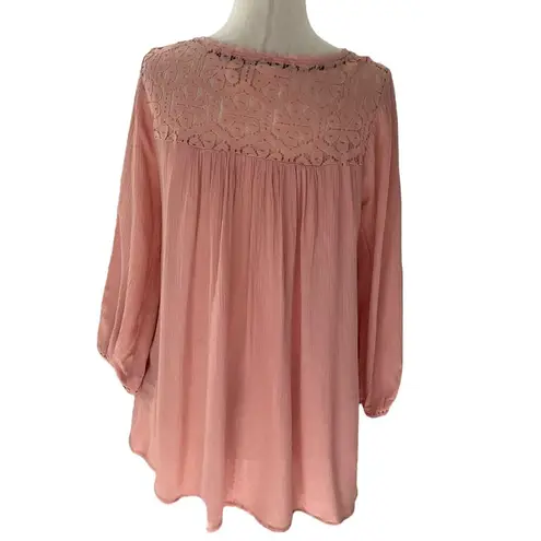 Taylor & Sage Peach Long Sleeve Bohemian Top Women's Blouse Size Small | 36-15