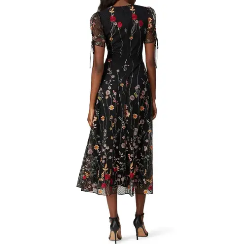 Monique Lhuillier ML Floral Embroidered Mesh Dress EUC